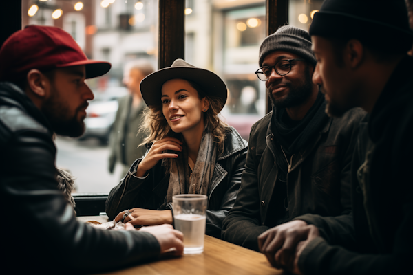 Warm Conversation at a Cozy Cafe