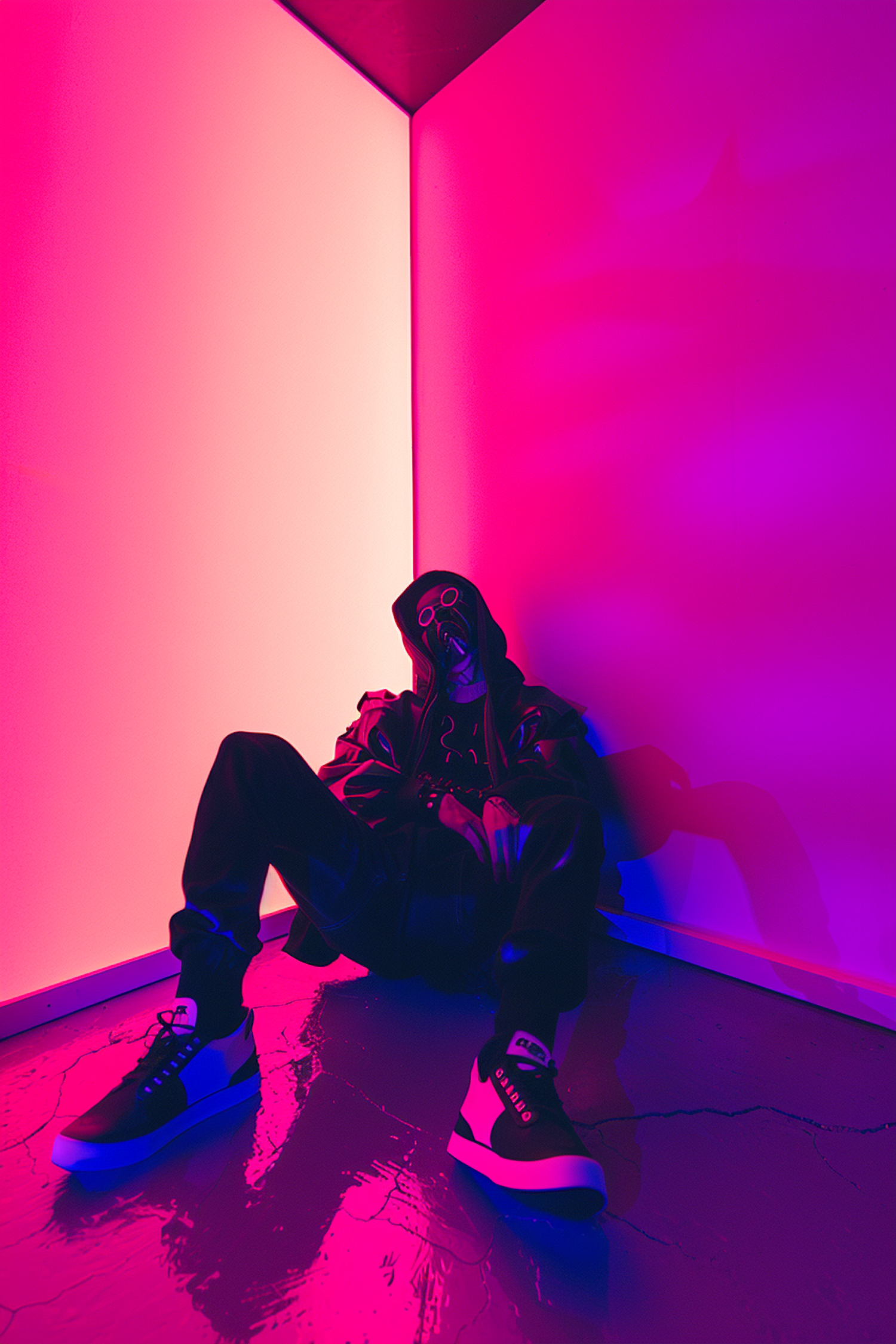 Urban Streetwear Portrait in Neon Light