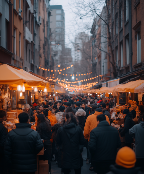 Bustling Winter Street Market