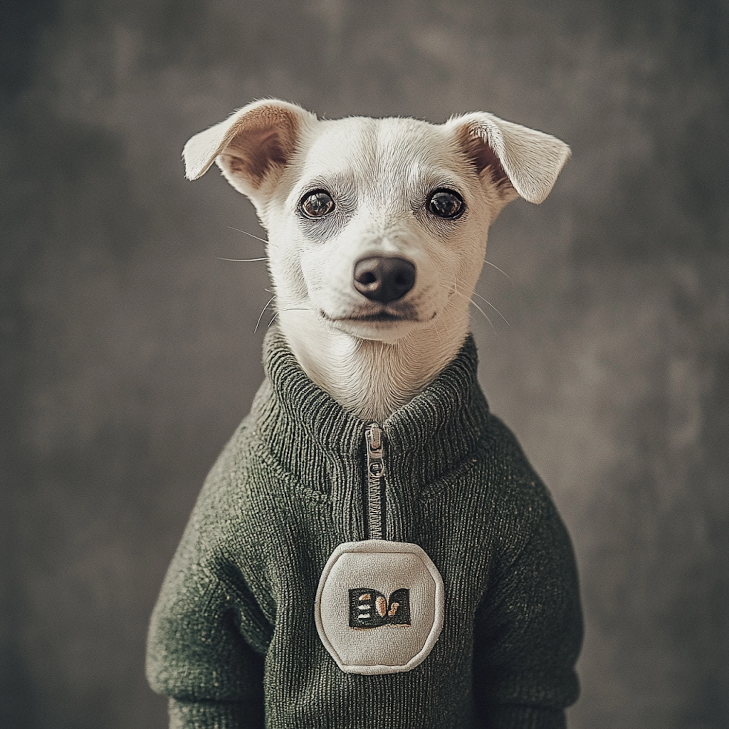 Dog in Green Sweater