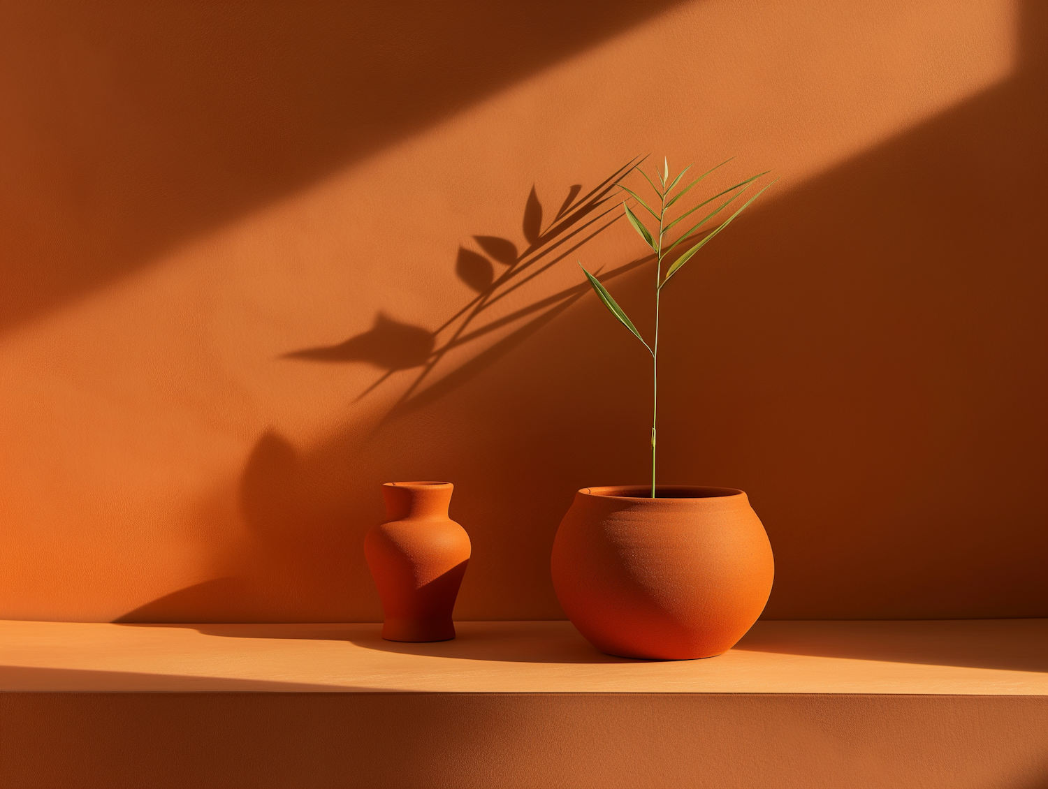 Terracotta Pots in Warm Ambient Light