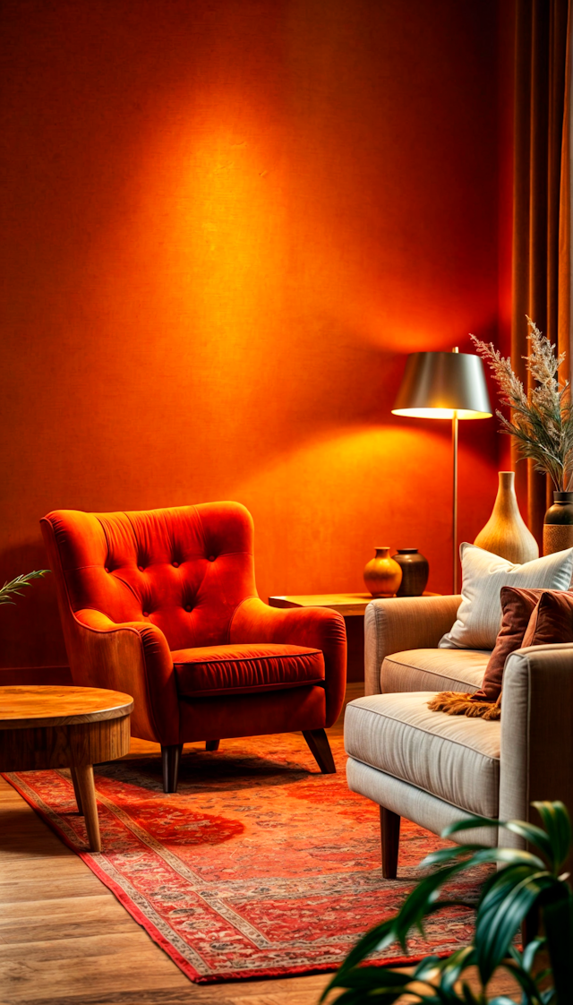 Cozy Interior with Orange Armchair