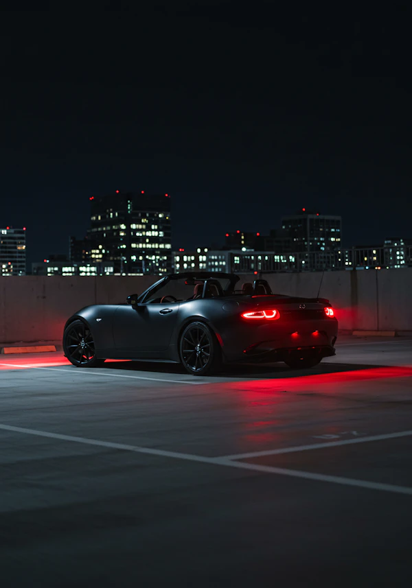 Black Convertible at Night