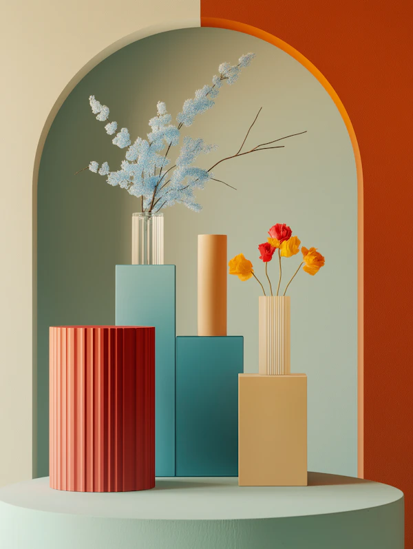 Geometric Vases & Flowers