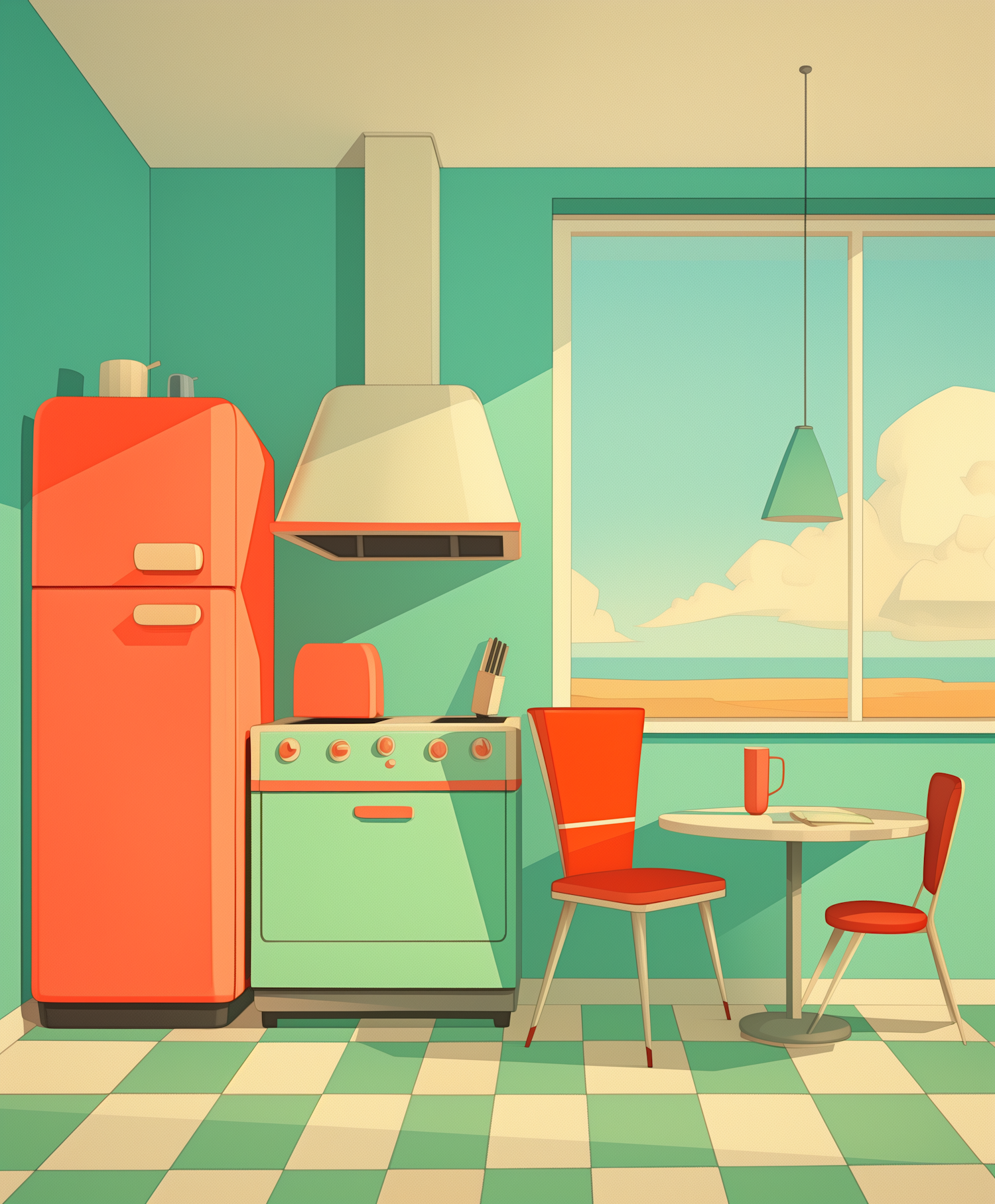 Retro Kitchen with Vibrant Colors