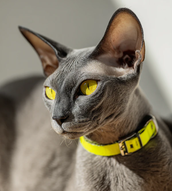 Alert Grey Cat Close-up