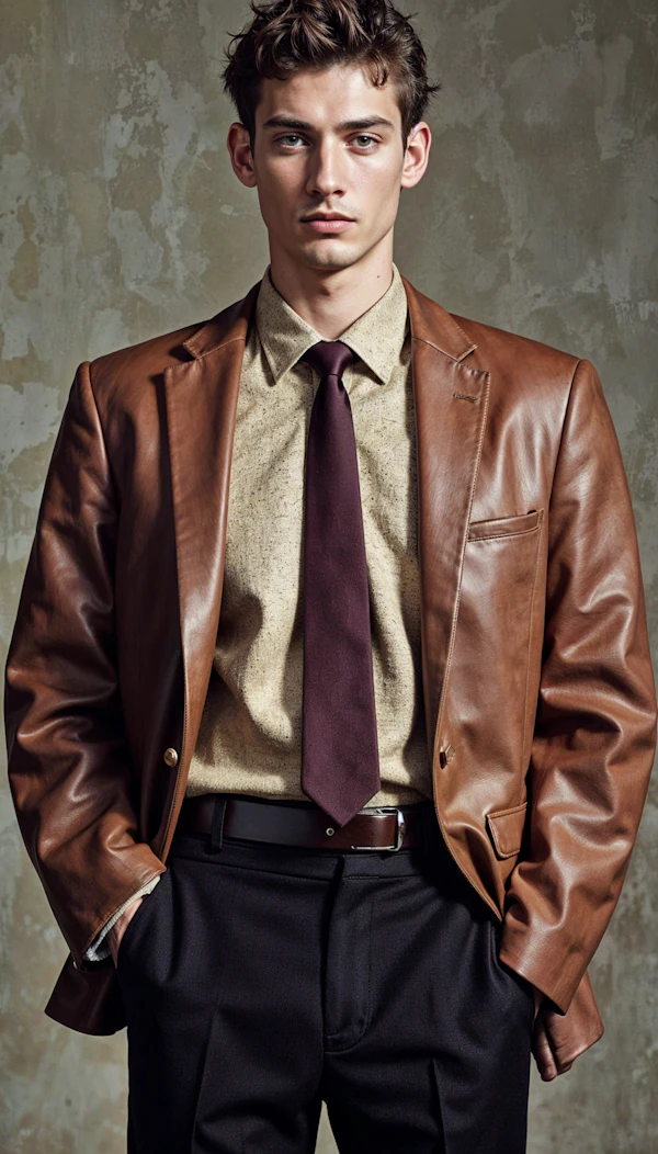 Young Man in Leather Jacket