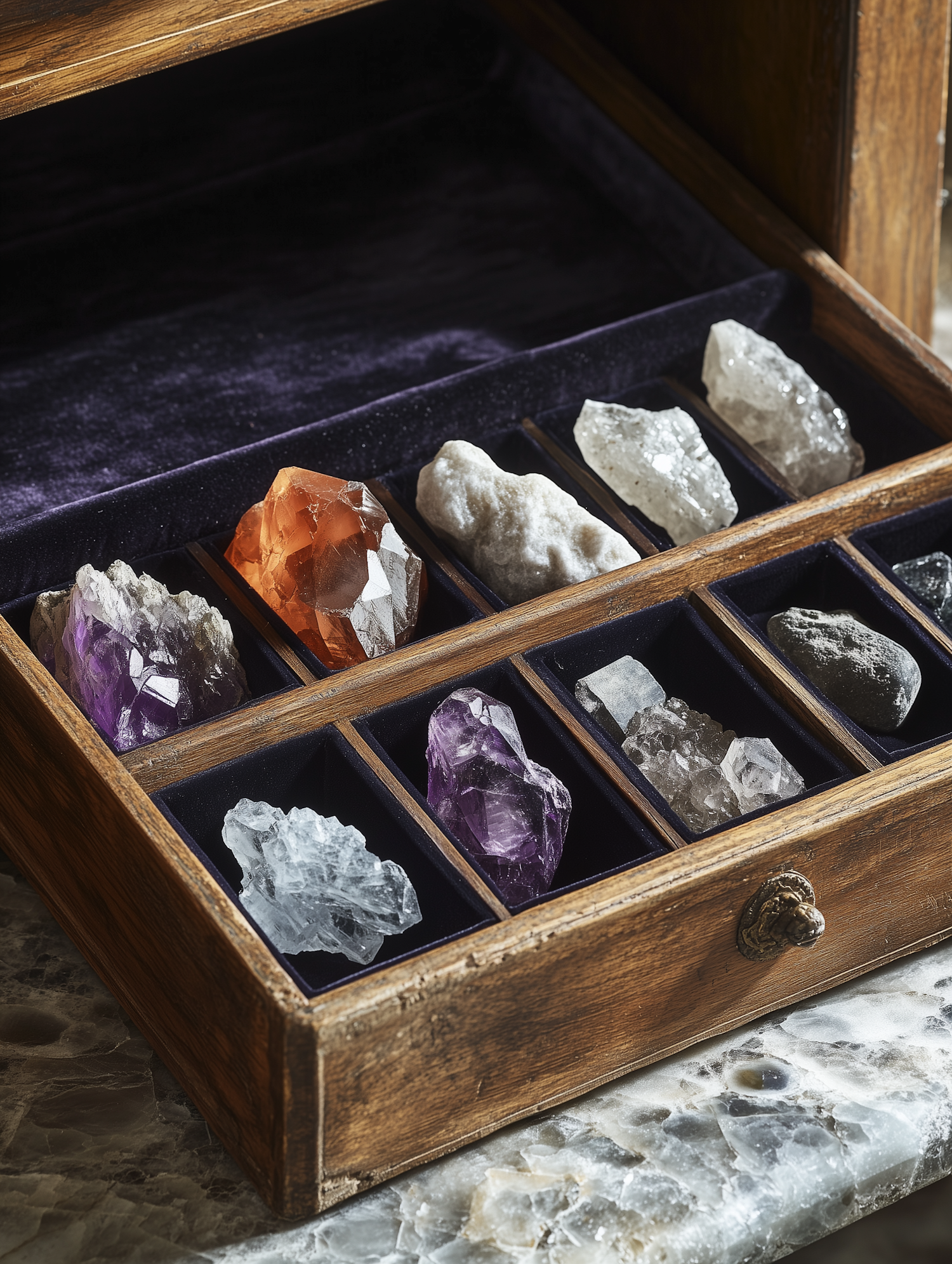 Crystal Collection in Wooden Box