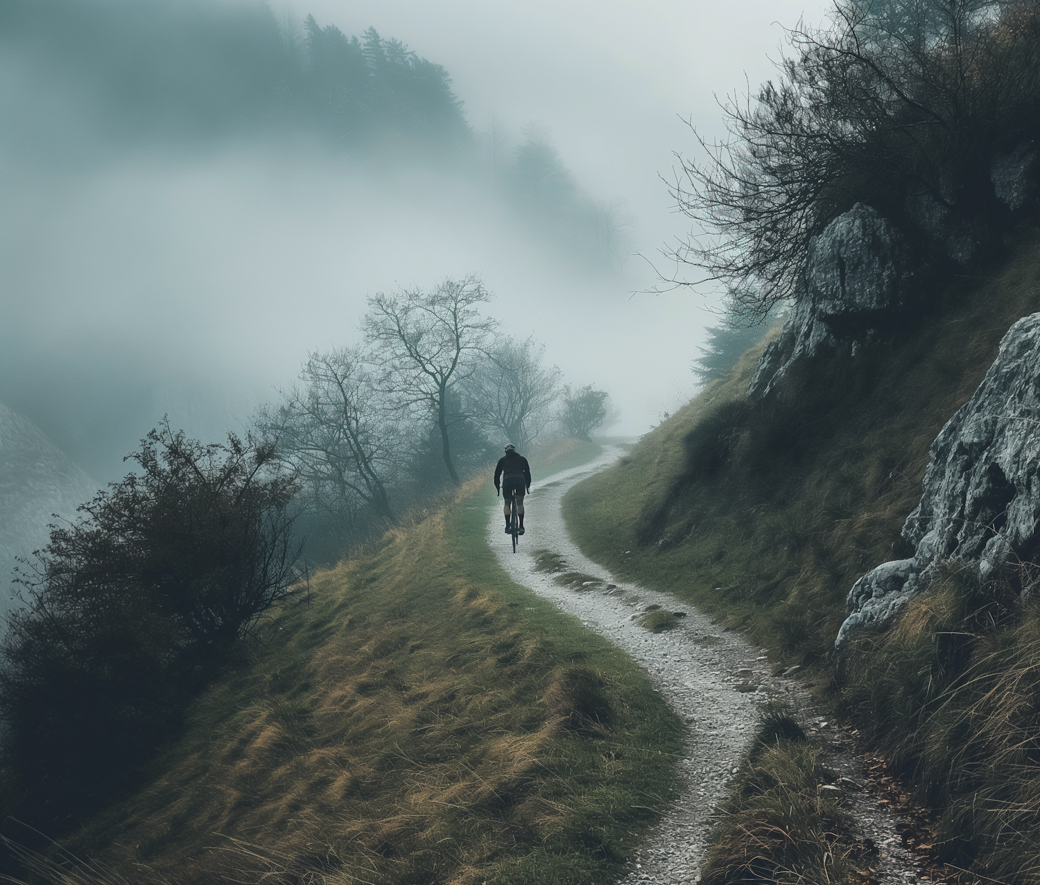 Misty Bicycle Path