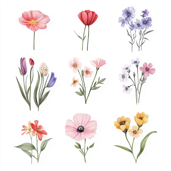 Floral Illustration Grid