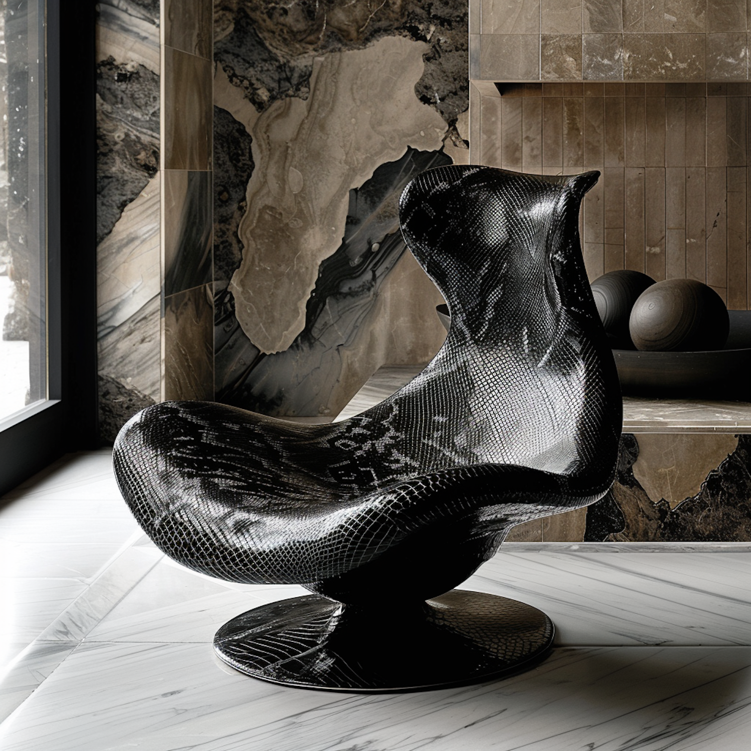 Modern Sculptural Black Chair