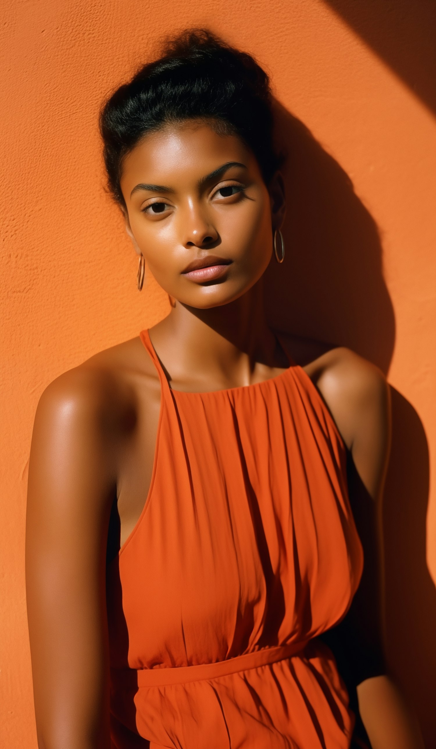 Serene Woman in Orange Attire