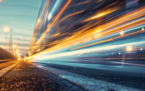 Urban Speed Light Trails at Dusk