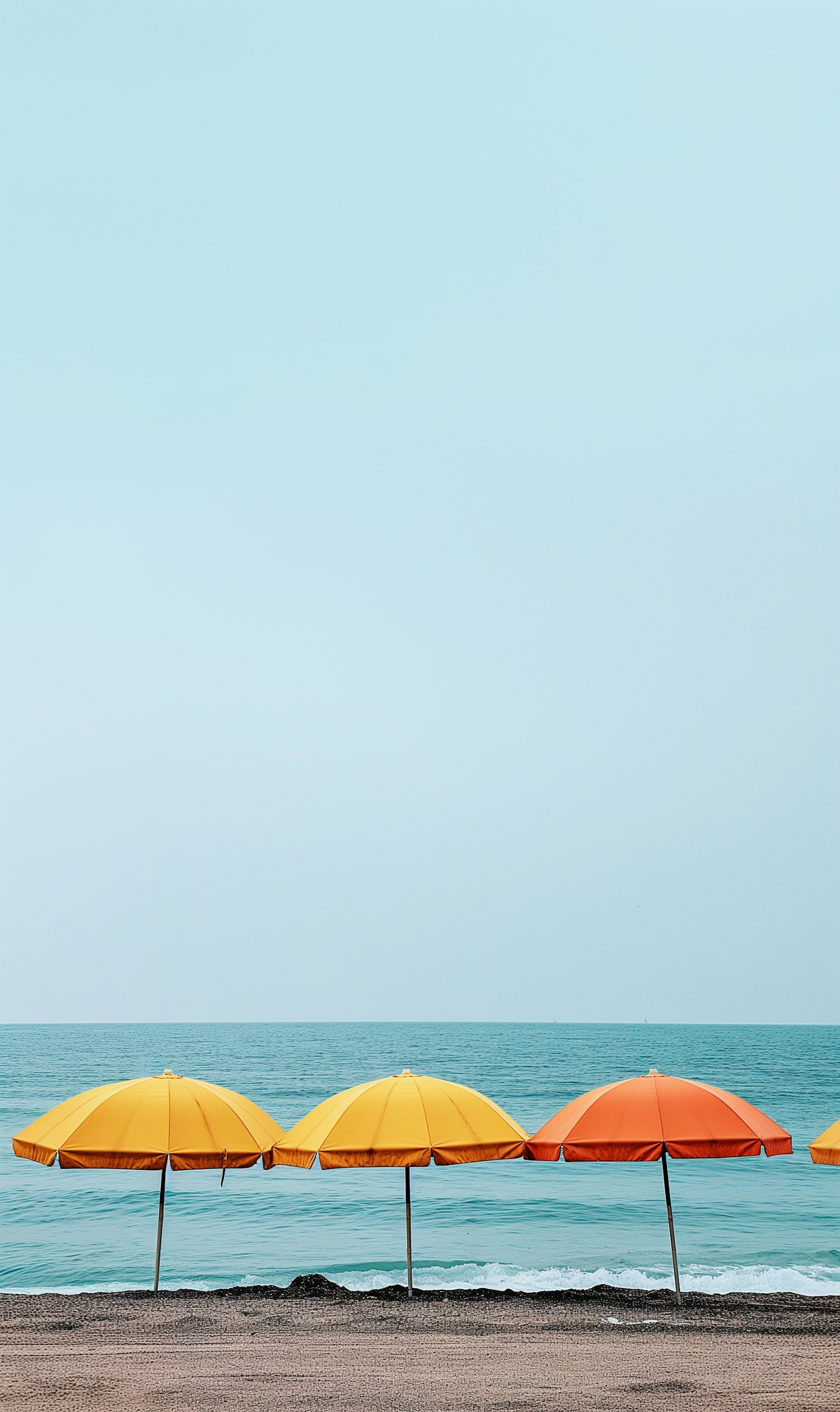 Serene Beach Morning with Umbrellas