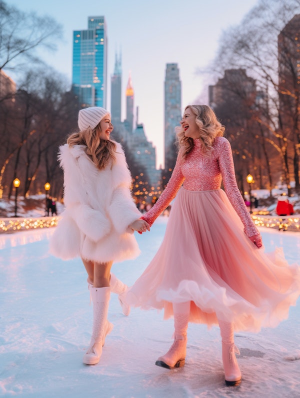 Joyful Ice Skating in the City