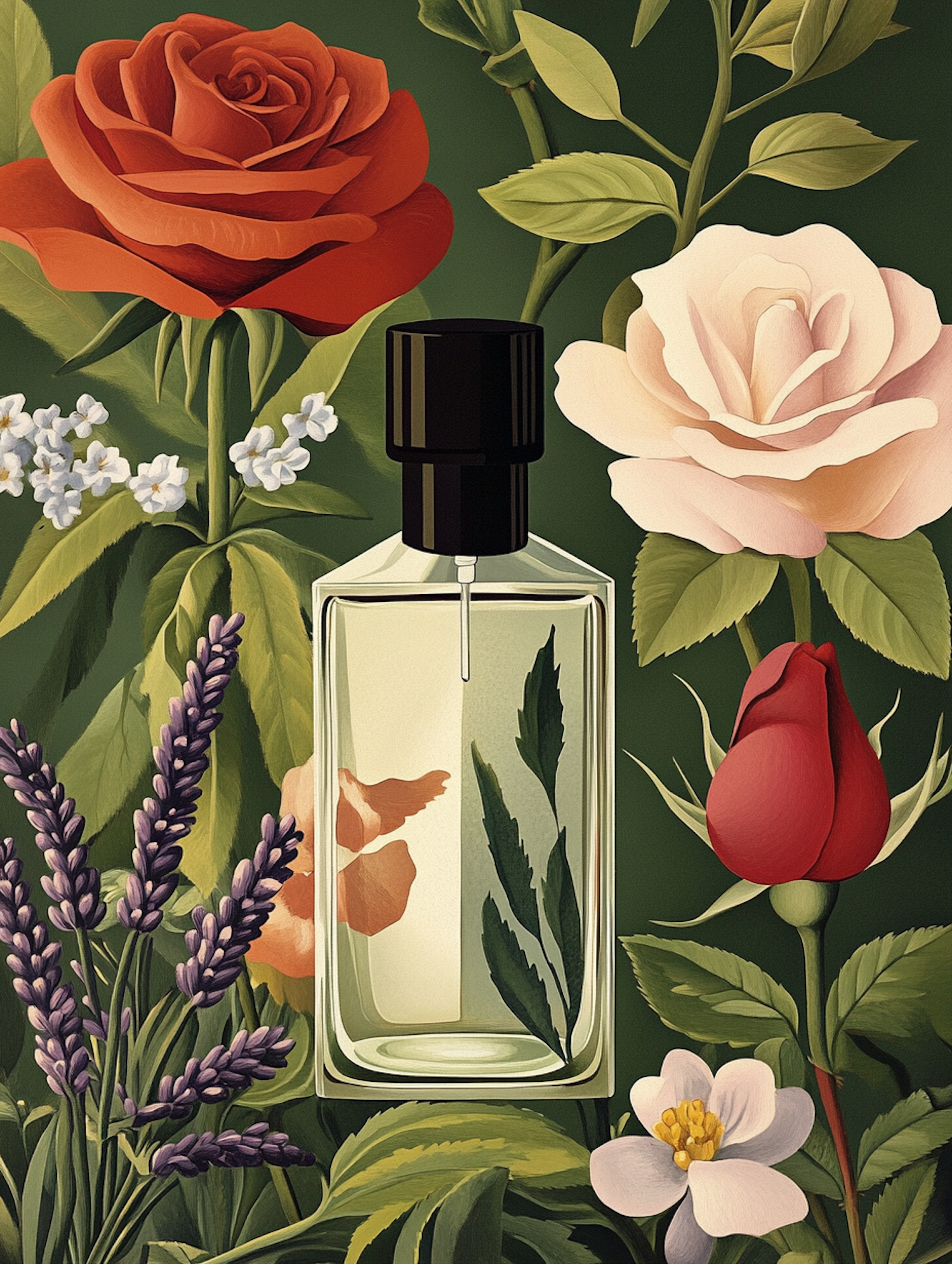 Perfume Bottle with Flowers