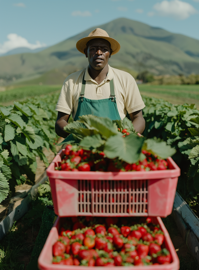 Farmer in Strawberry Field