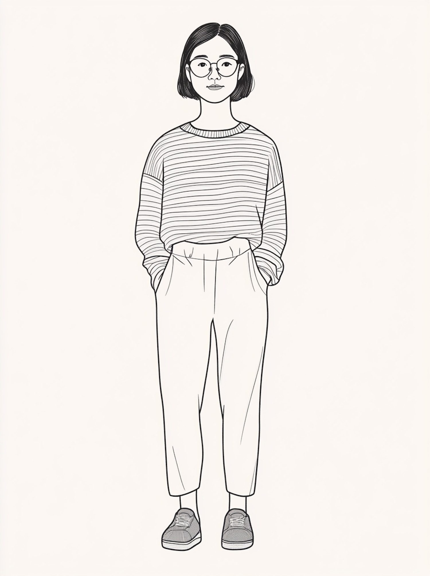 Minimalist Illustration of Fashionable Young Woman