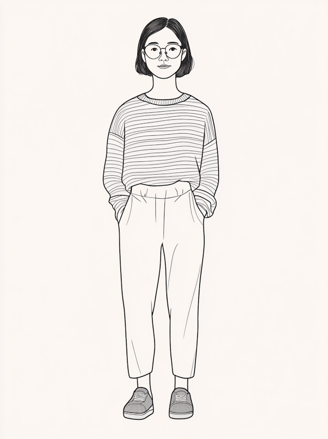 Minimalist Illustration of Fashionable Young Woman