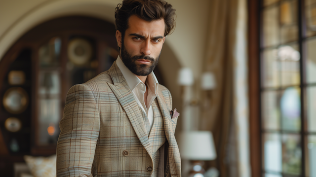 Poised Young Man in Elegant Room