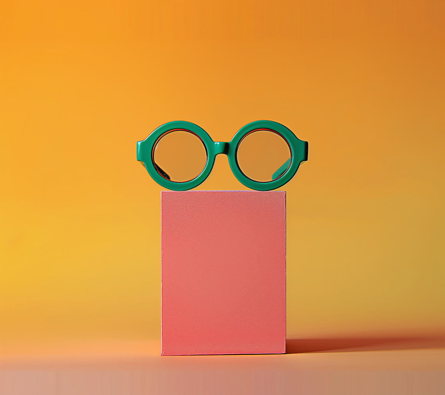 Oversized Green Glasses on Pink Block