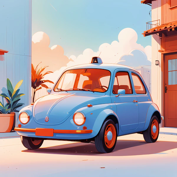 Vintage Blue Taxi Car