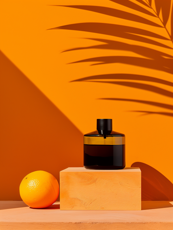 Orange Monochrome Perfume Arrangement with Tropical Shadows