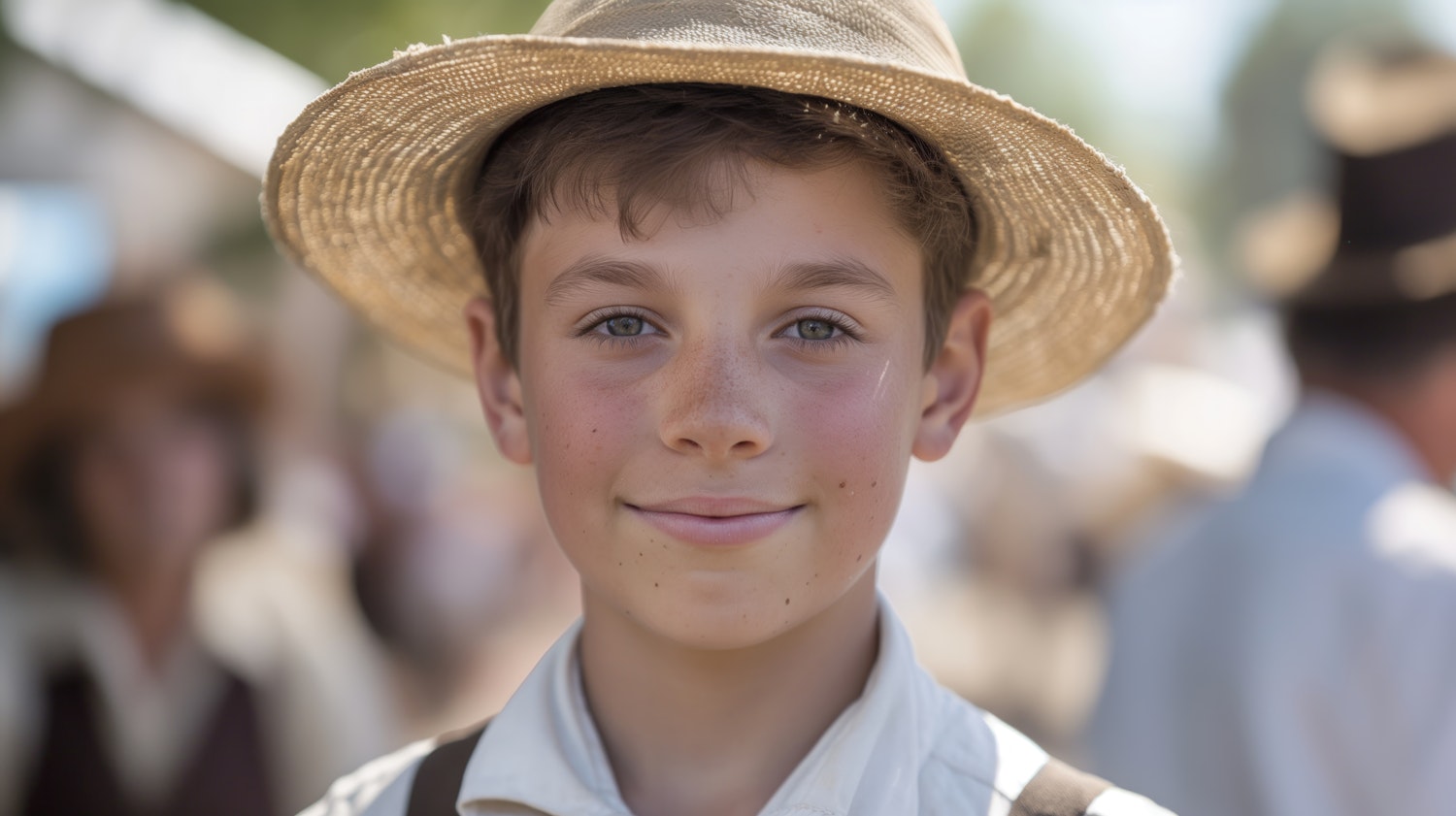 Young Boy in Historical Attire at Outdoor Event