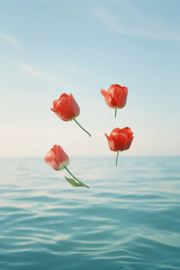 Floating Red Tulips