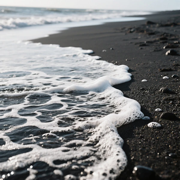 Black Sand Beach Scene