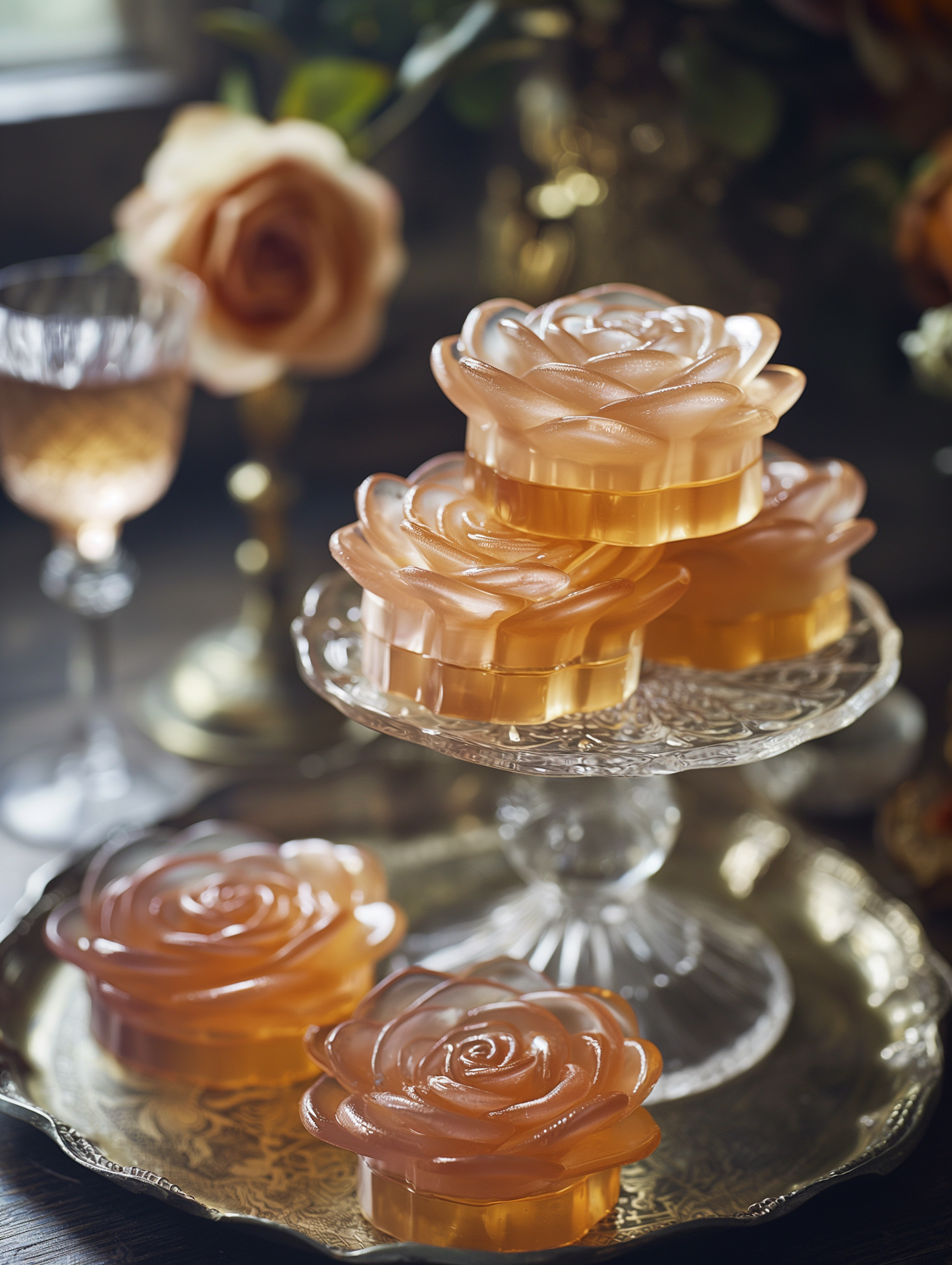 Elegant Gelatin Rose Desserts