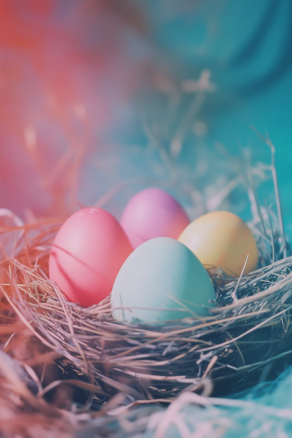 Colorful Easter Eggs in Nest