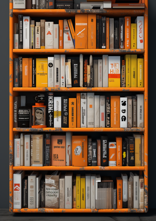 Orange-Accented Eclectic Bookshelf