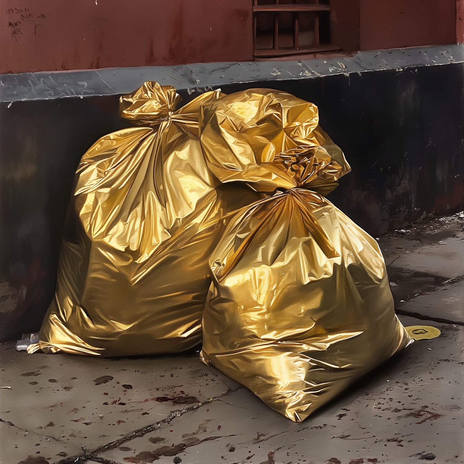 Glossy Golden Trash Bags