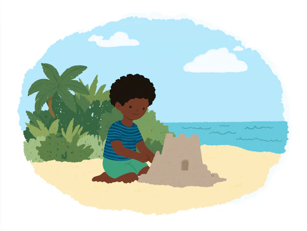 Boy Building Sandcastle