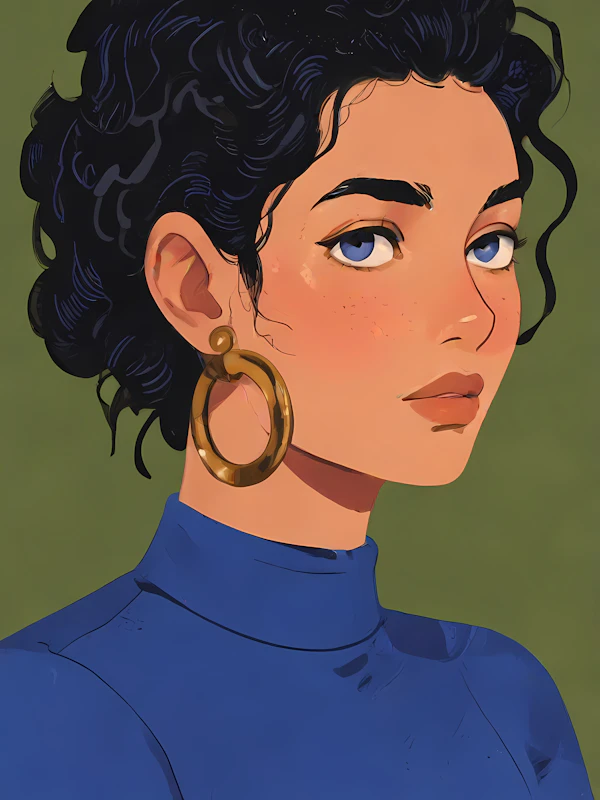 Stylized Portrait with Blue Eyes