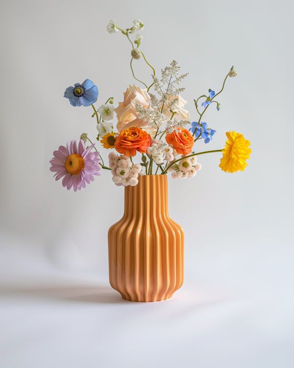 Floral Arrangement in Orange Vase