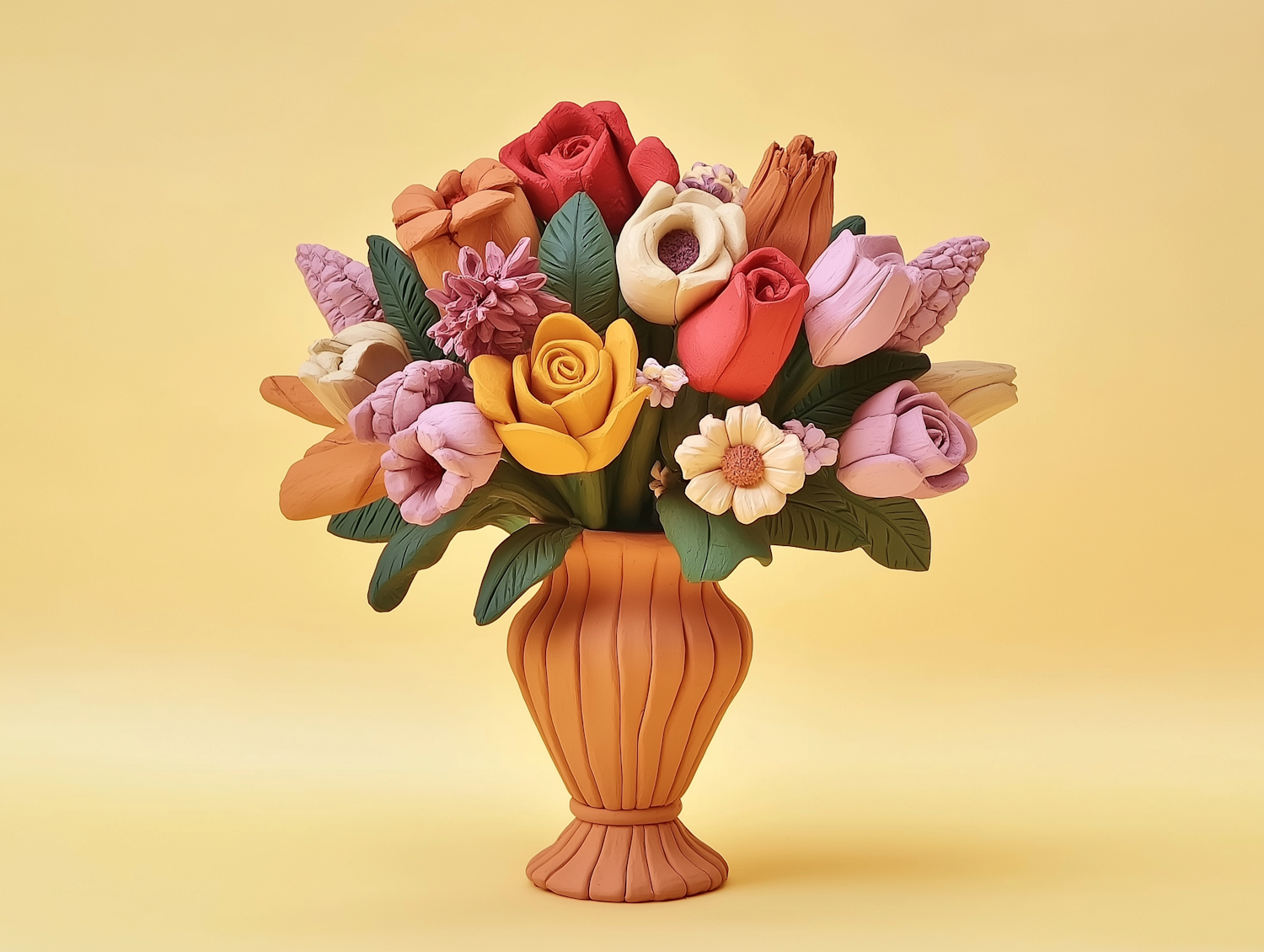 Vibrant Flower Bouquet in Orange Vase