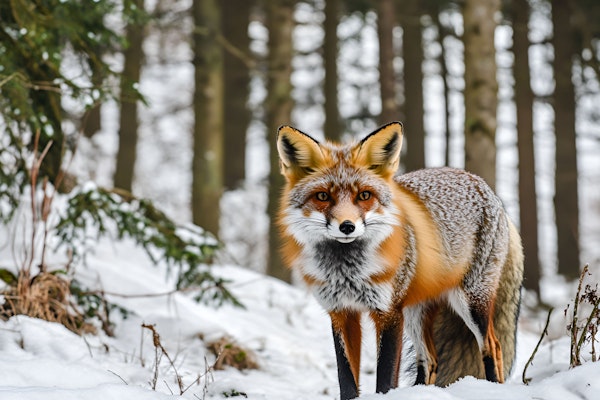 Serene Fox in Snowy Landscape