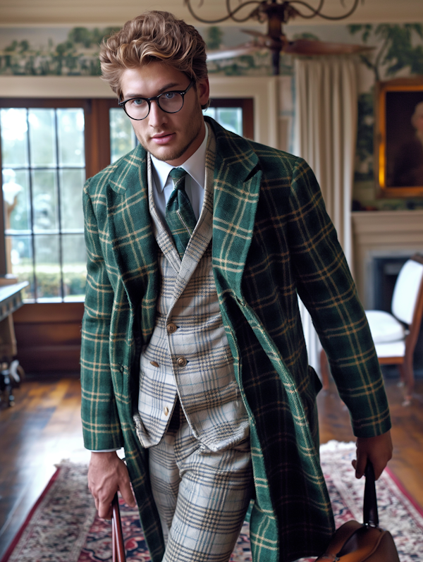 Sophisticated Young Man in Vintage Setting