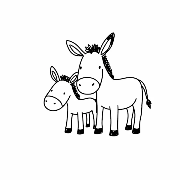 Cartoon Donkey Duo