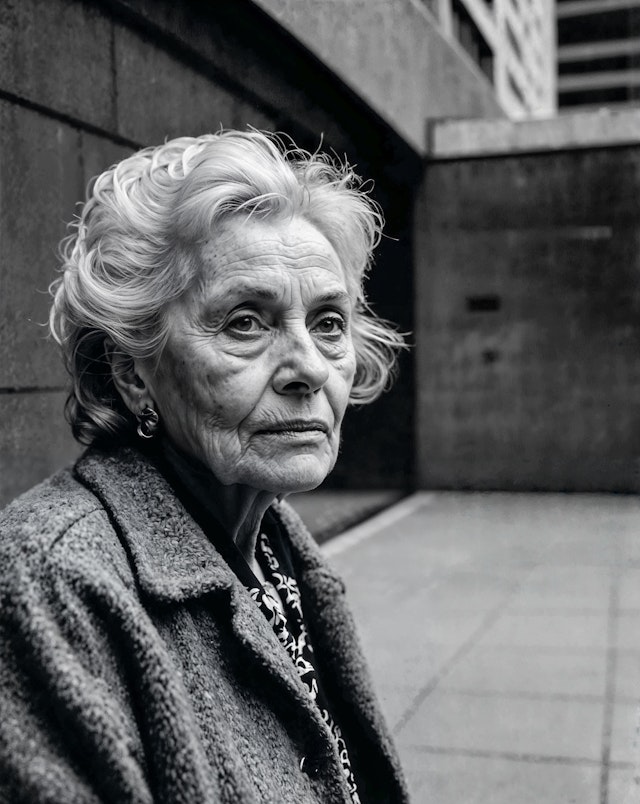 Elderly Woman with Contemplative Expression