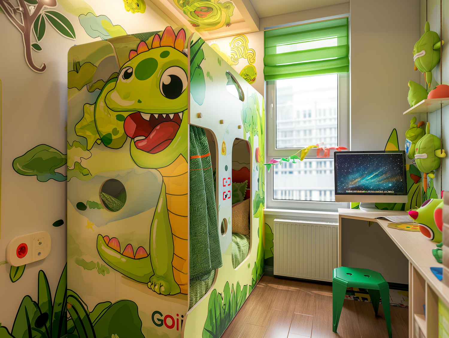 Vibrant Dinosaur Themed Child's Room