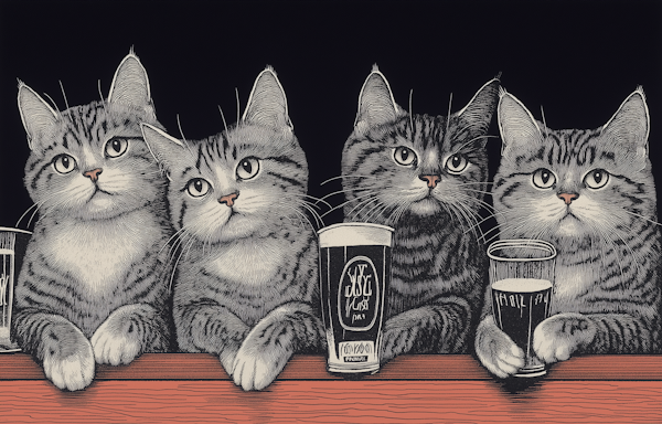 Cats At The Bar Illustration