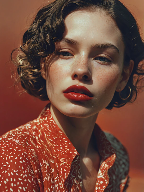 Portrait of a Woman with Red Lipstick