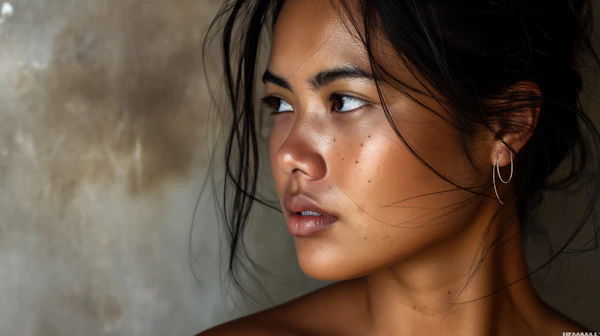 Introspective Woman with Freckles