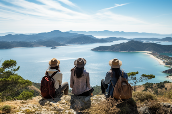 Tranquil Trio: Contemplating Nature's Expanse