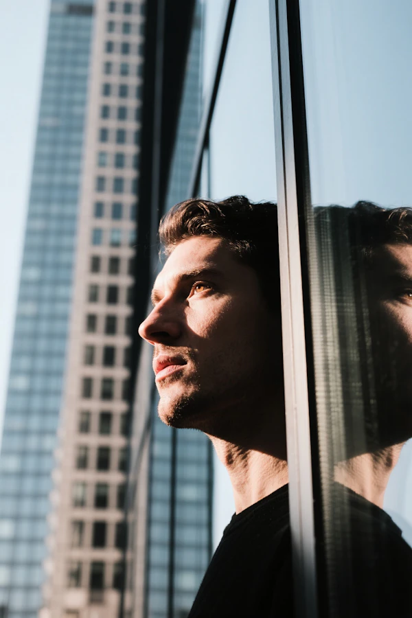 Man and Glass Reflection
