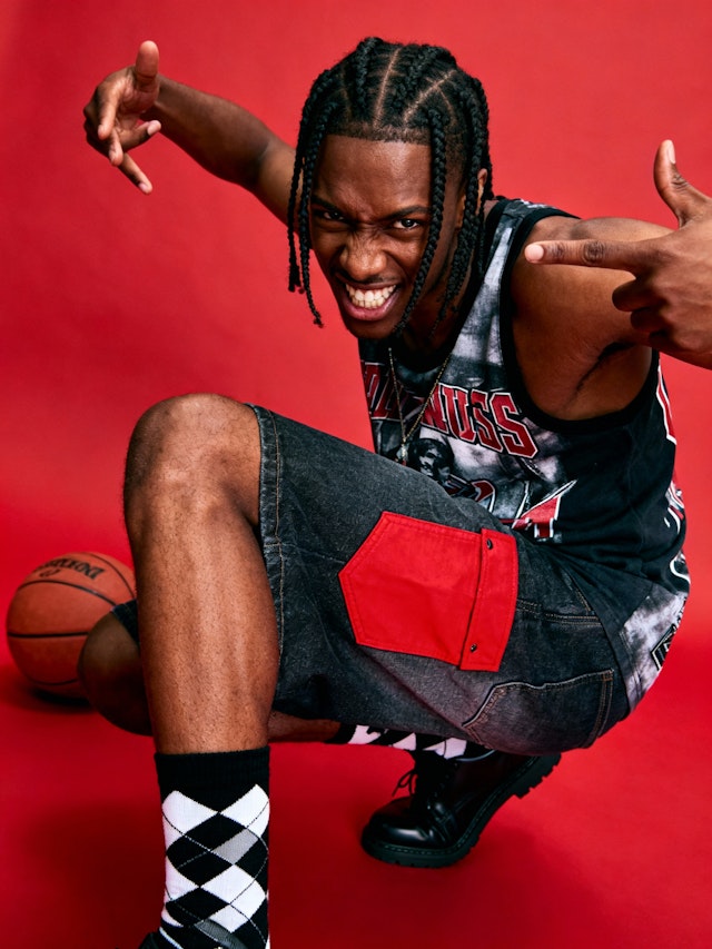 Energetic Basketball Pose
