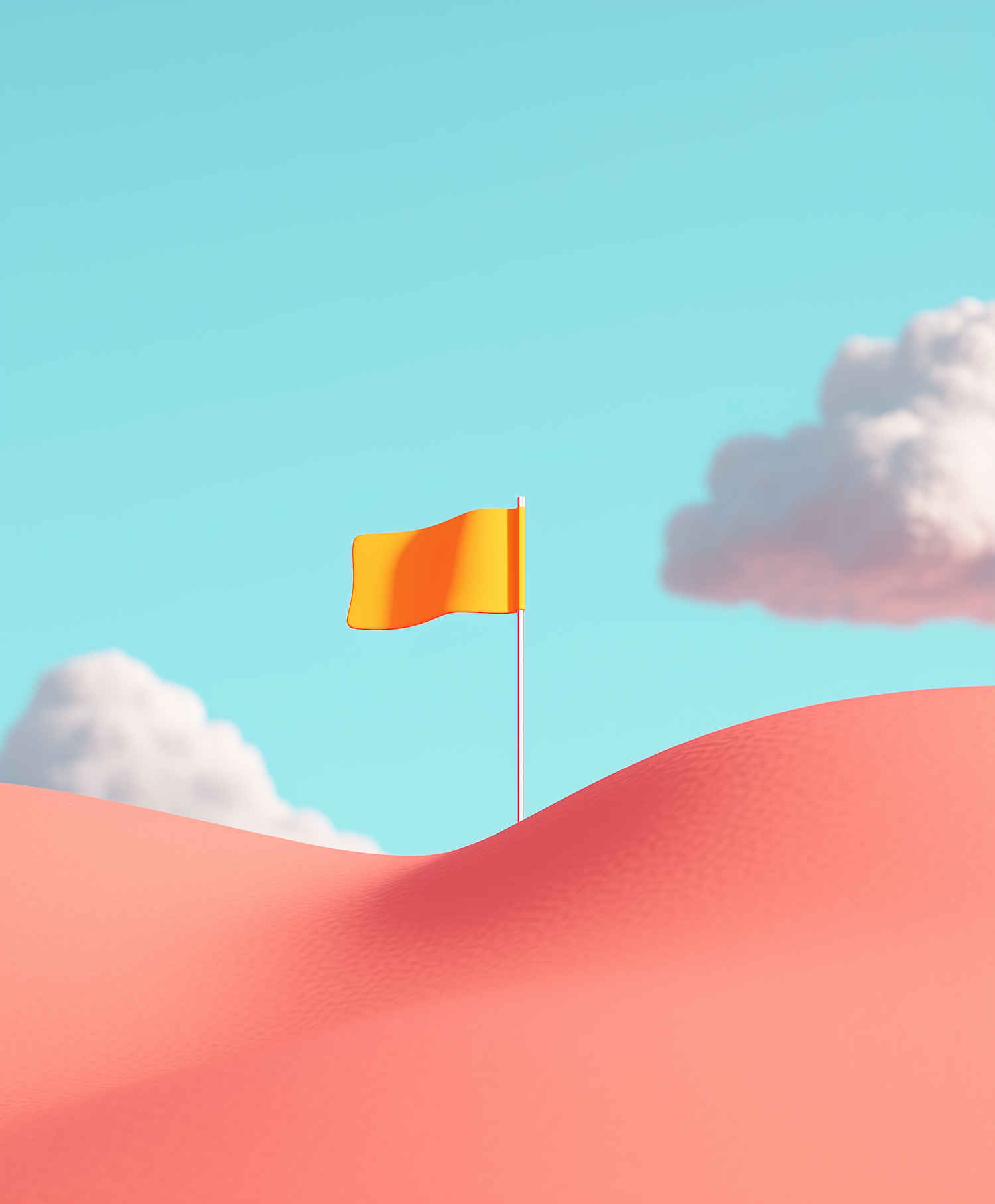 Minimalist Orange Flag on Pink Sand Dune